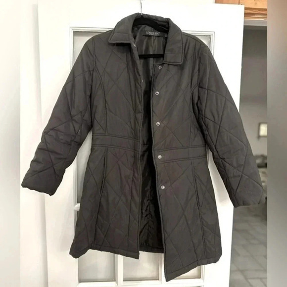 Vintage London Fog Manhattan Black Quilted Button Down Jacket Size Small Petite - Picture 6 of 6